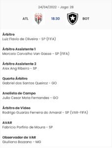 Arbitragem de Atlético-GO x Botafogo (Reprodução/CBF)