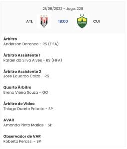 Arbitragem de Atlético-GO x Cuiabá (Reprodução/CBF)