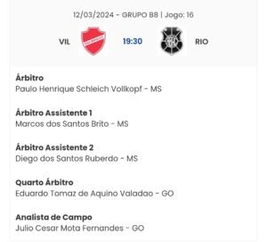 Arbitragem - Vila Nova x Rio Branco